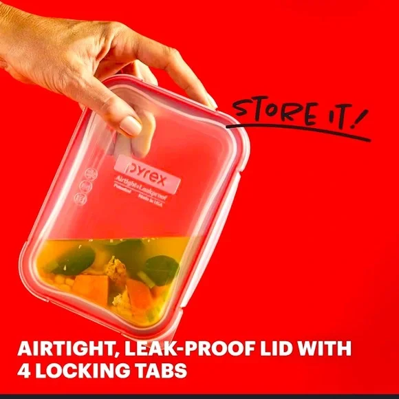 Pyrex Freshlock Red Food Storage Container Rectangular. - Picture 2 of 2